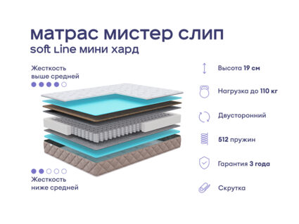 Кровать Димакс Джеффер с п/м + матрас Мистер Слип Soft Line мини хард 1472